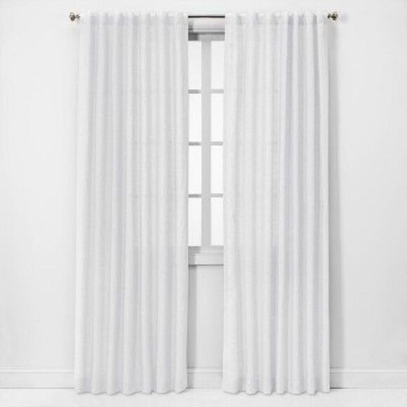 Threshold -  Light Filtering Linen Window Curtain Pan White - Picture 1 of 4
